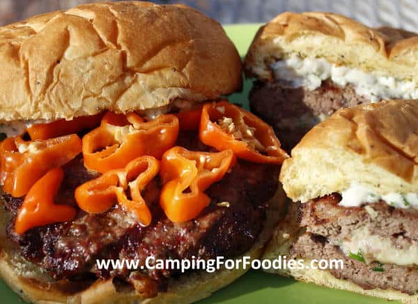 Blue Cheese and Bacon Stuffed Burger camp recipes Camping For Foodies