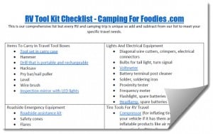 RV Tool Kit Checklist: FREE Printable Packing List