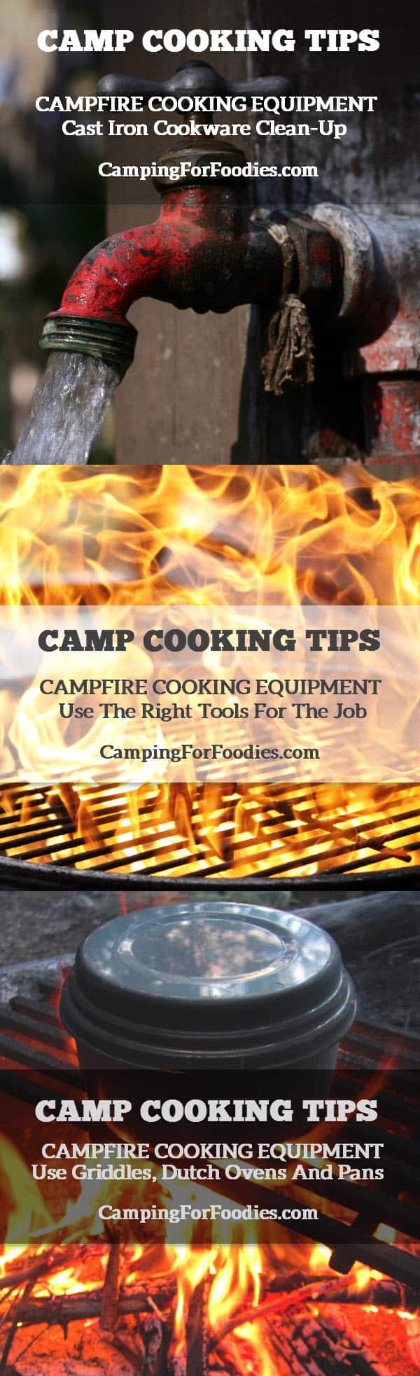 Camp Cooking Tips For Campfire Cooking Equipment - Use The Right Tools For The Job - Cast Iron Cookware Clean-Up For Cast Iron Griddles, Dutch Ovens And Pans - Camping For Foodies .com