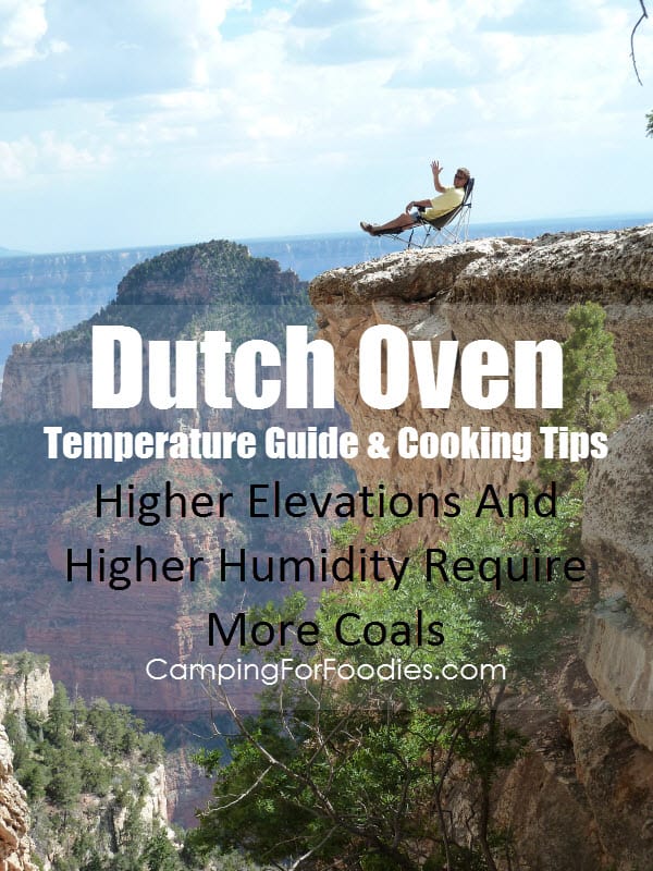 Dutch Oven Temperature Guide And Cooking Tips - Higher Elevations And Higher Humidity Require More Coals - Camping For Foodies .com