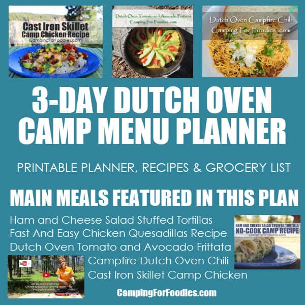 Plan de menu de camp de four hollandais de 3 jours par Camping For Foodies .com