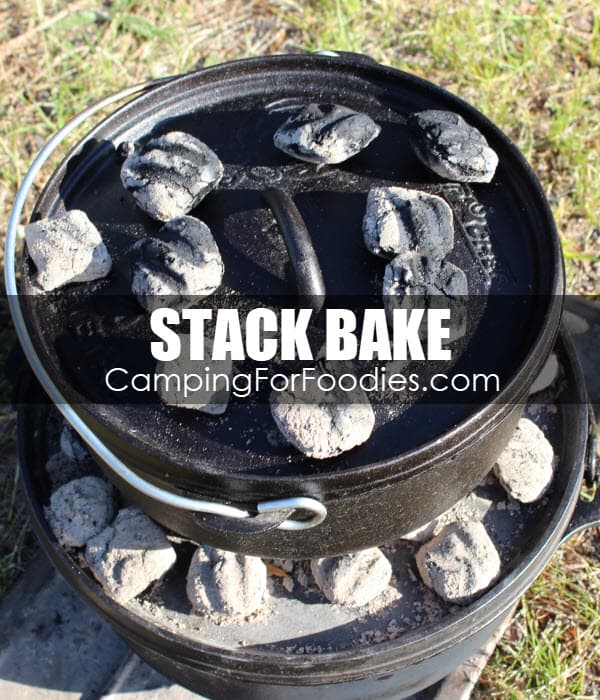 Bake This Dutch Oven Breakfast Pizza Camping Recipe which is one of our favorite CampingForFoodies one pot Dutch oven camping recipes for outdoor cooking with campfires and charcoal briquettes!