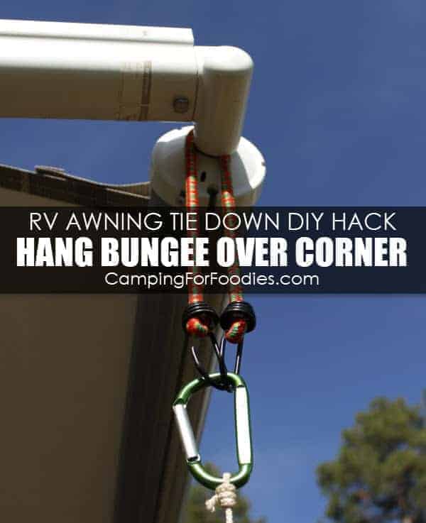 Hang Bungee Over Corner How To Tie Down An Awning With This Genius RV Awning Tie Down DIY Hack by CampingForFoodies