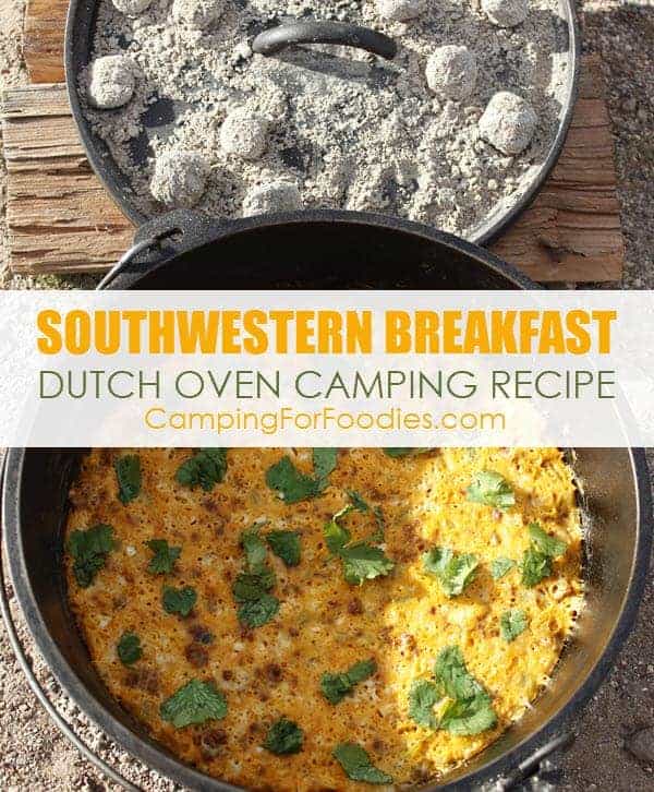 Easy Southwestern Dutch Oven Breakfast Casserole Camping Recipe by CampingForFoodies