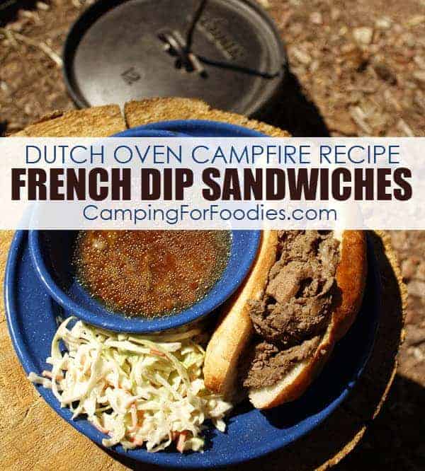 French Dip Beef Sandwiches Dutch Oven Campfire Recipe by CampingForFoodies