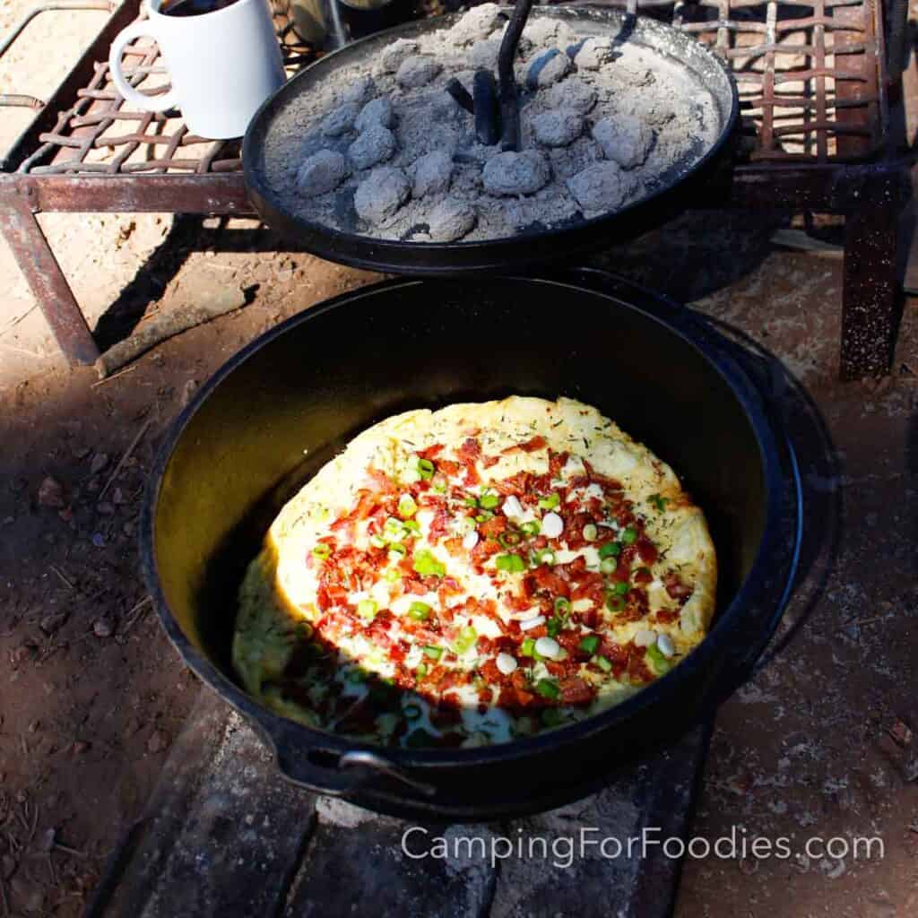 Savory Dutch Baby Dutch Oven Camping Recipe {Easy Breakfast}